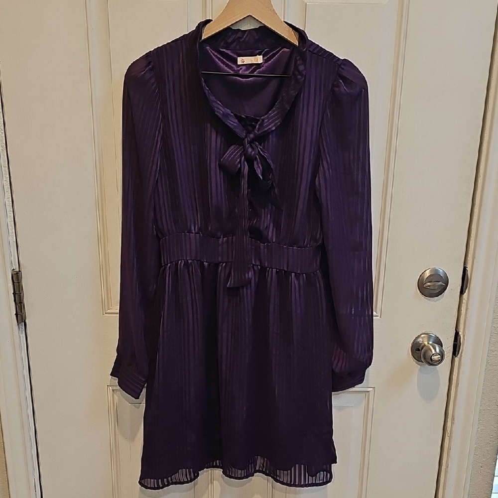Modcloth Tulle Purple Bishop Sleeve Dress